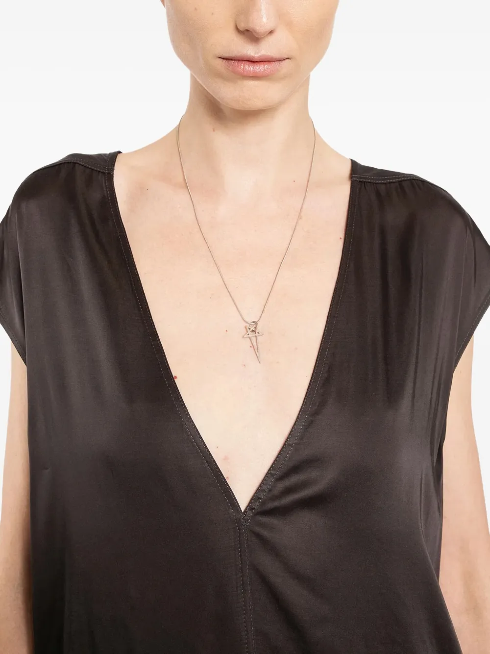 Rick Owens Dylan V-neck Blouse In Brown