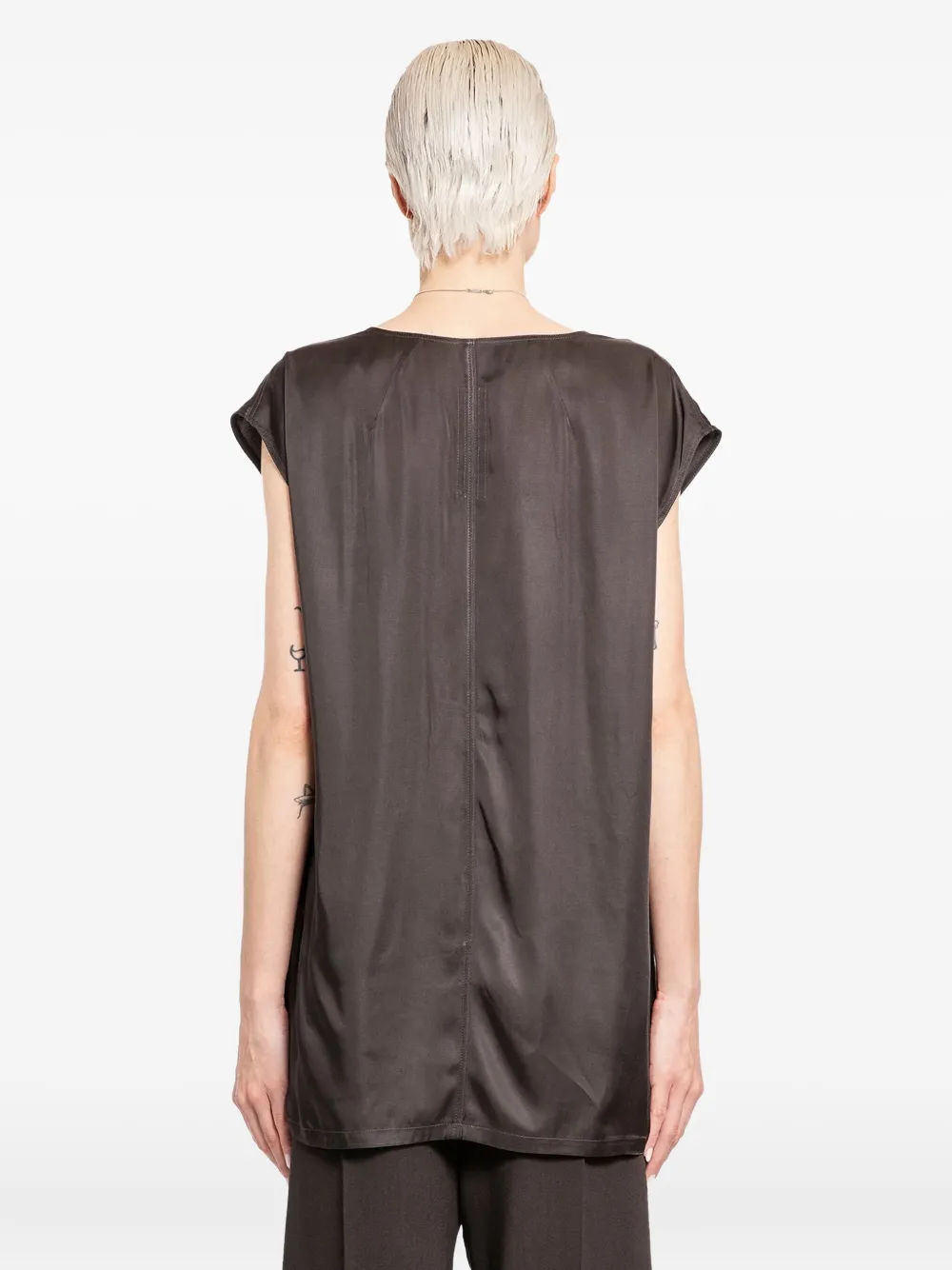 Rick Owens Dylan V-neck Blouse In Brown