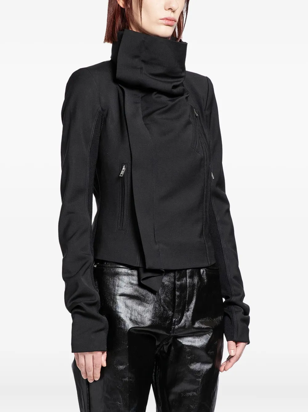 Rick Owens Zipped Biker Jacket In Black