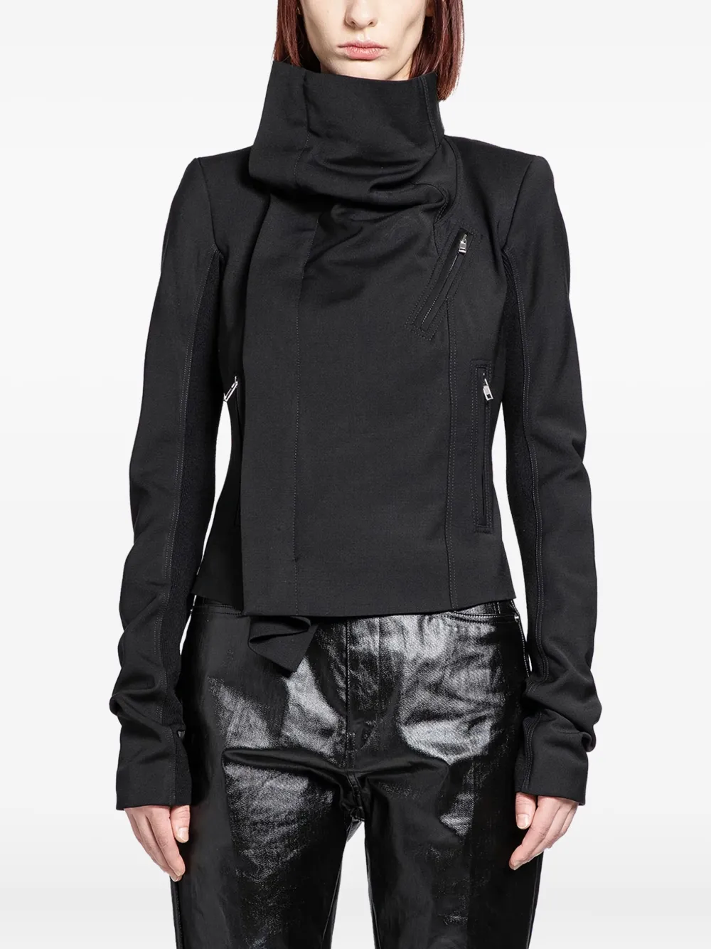 Rick Owens Zipped Biker Jacket In Black