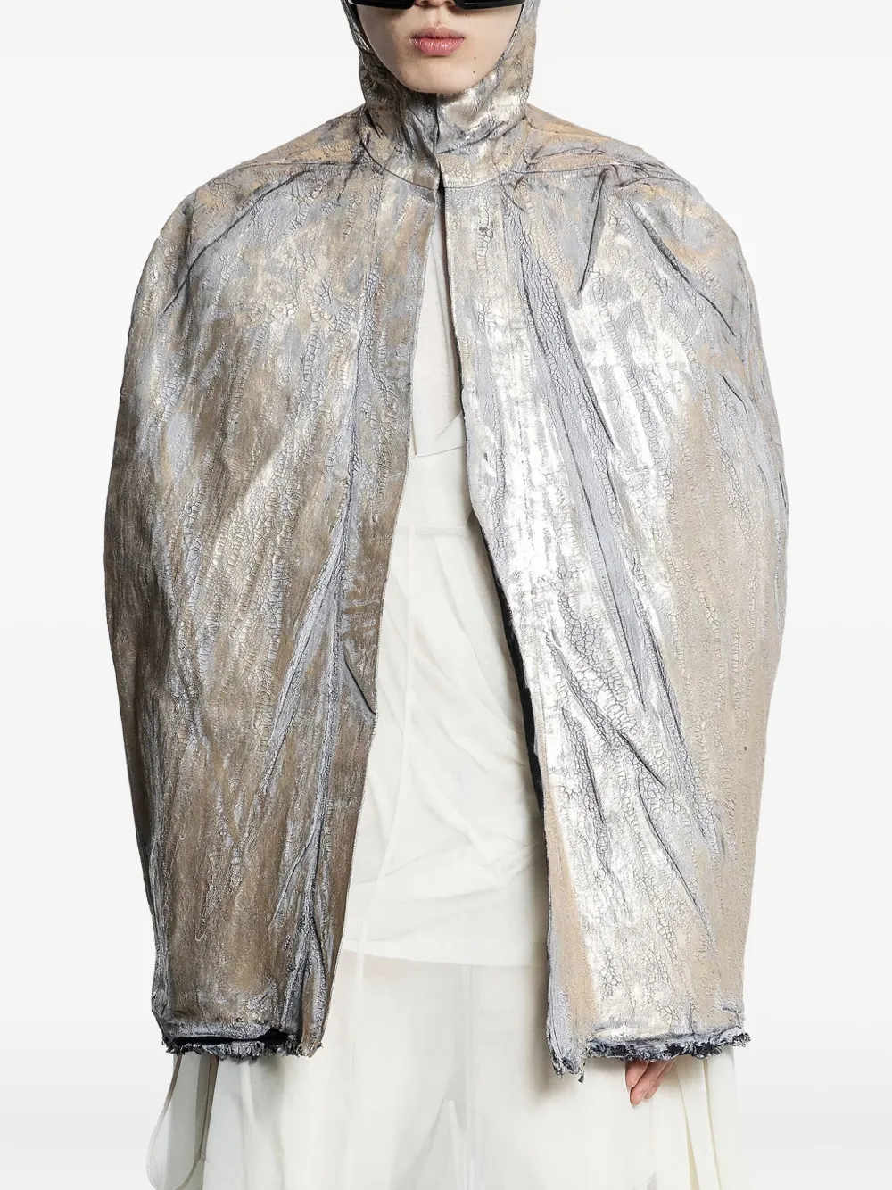 Rick Owens Hooded Cape In Gold