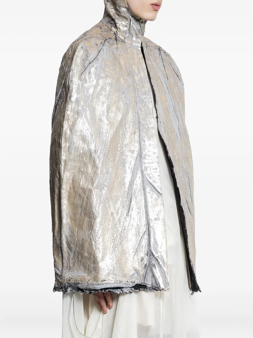 Rick Owens Hooded Cape In Gold