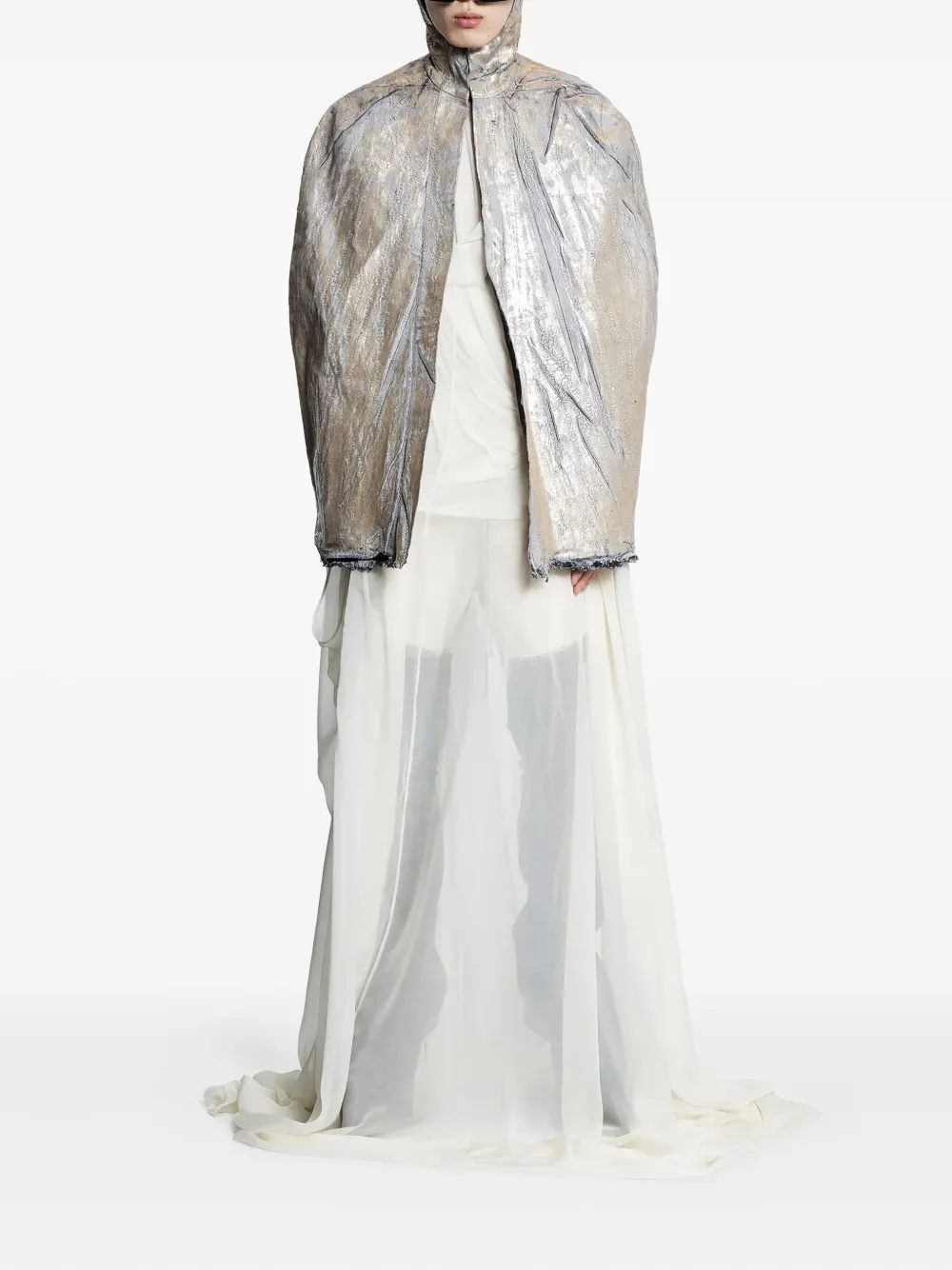 Rick Owens Hooded Cape In Gold