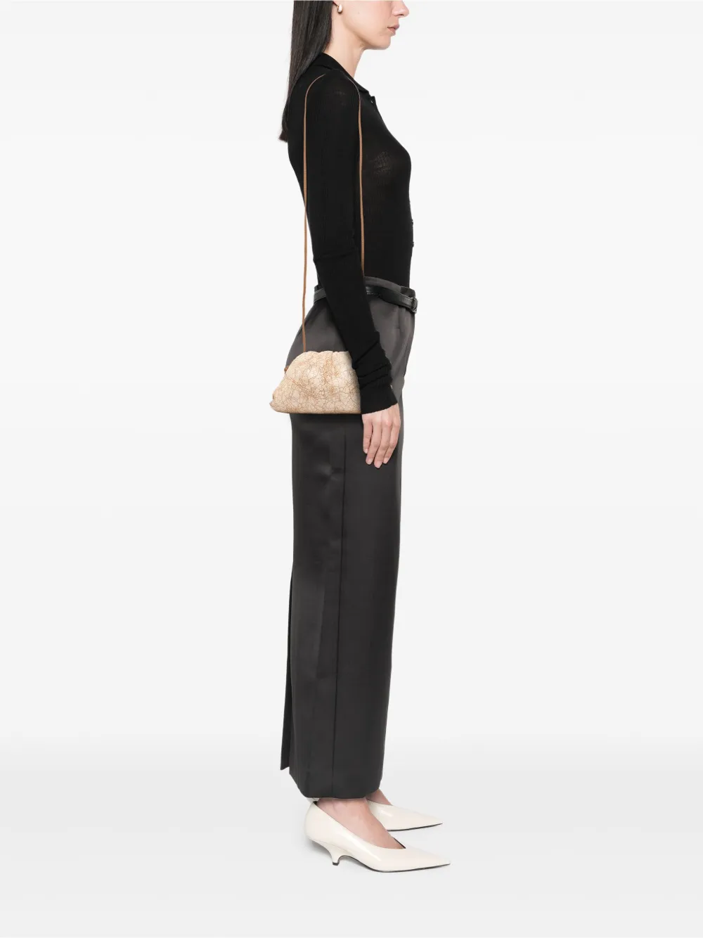 Pre-owned Bottega Veneta 2012-2025 Crackled Calfskin The Mini Pouch Crossbody Bag In Brown