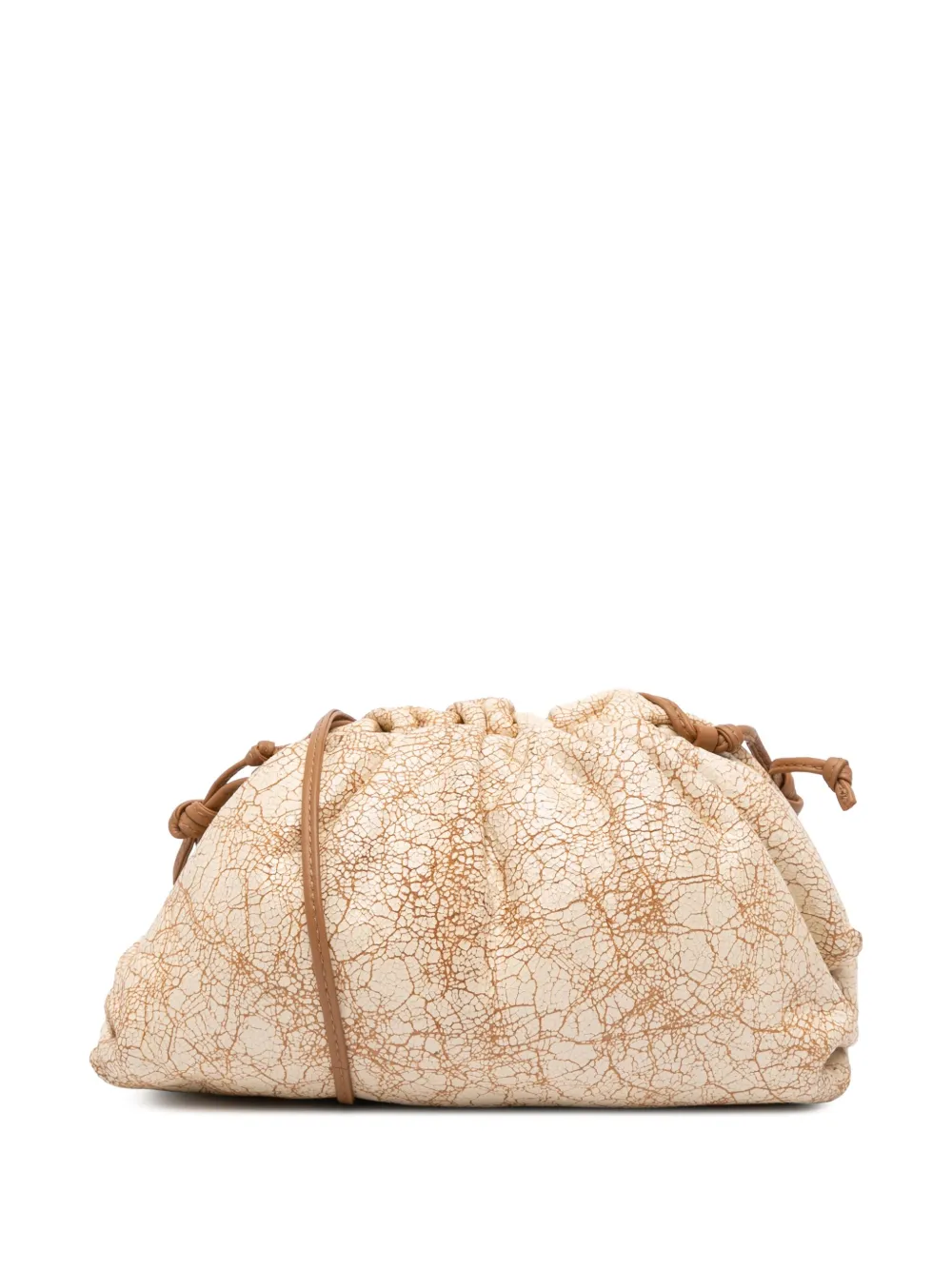 Pre-owned Bottega Veneta 2012-2025 Crackled Calfskin The Mini Pouch Crossbody Bag In Brown