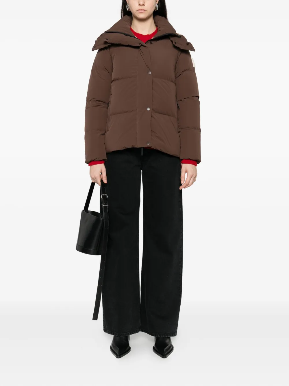 After Label Kipnuk Hooded Puffer Jacket In Brown