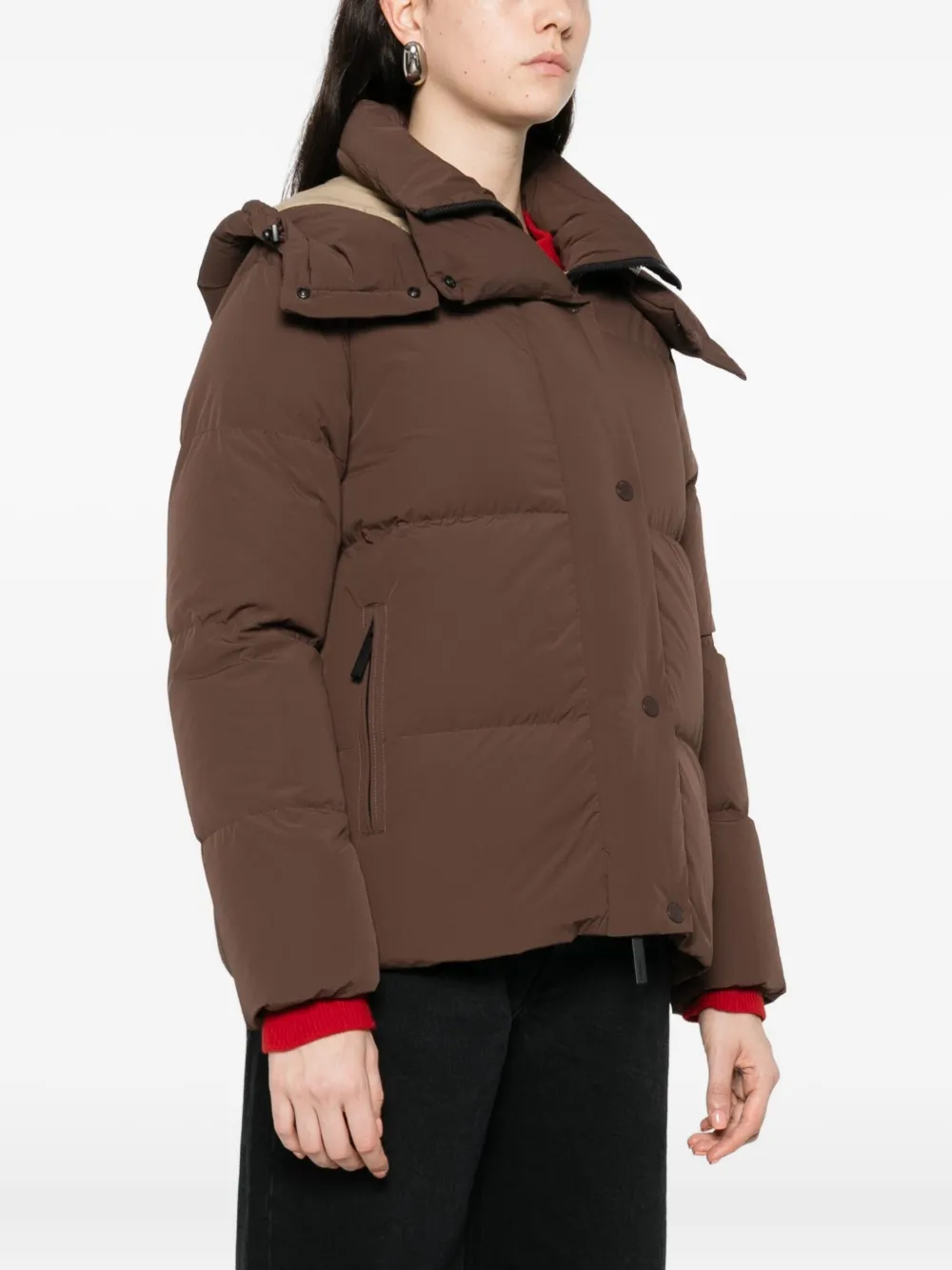 After Label Kipnuk Hooded Puffer Jacket In Brown