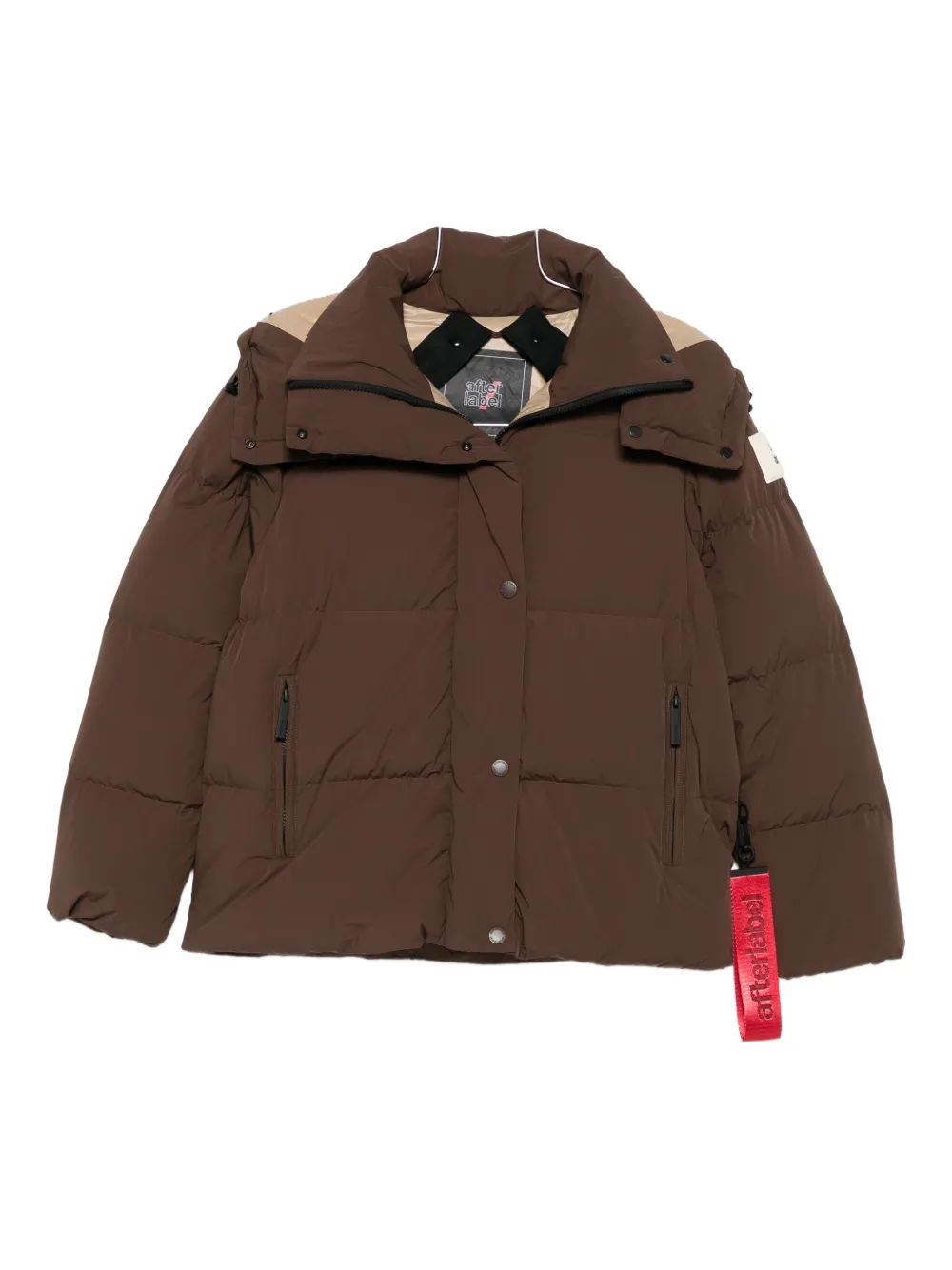 After Label Kipnuk Hooded Puffer Jacket In Brown