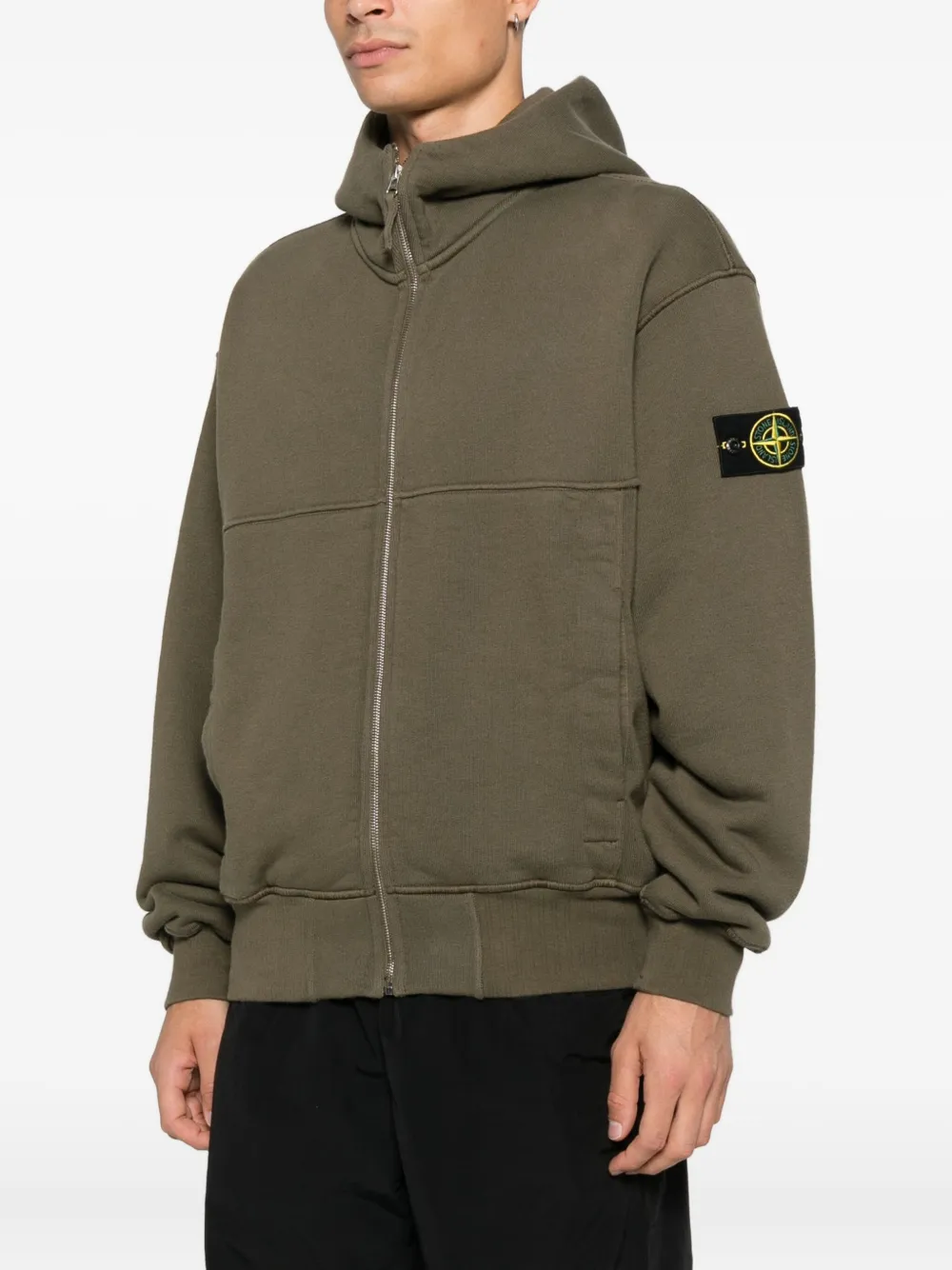 Stone Island Sweater met rits en capuchon Groen