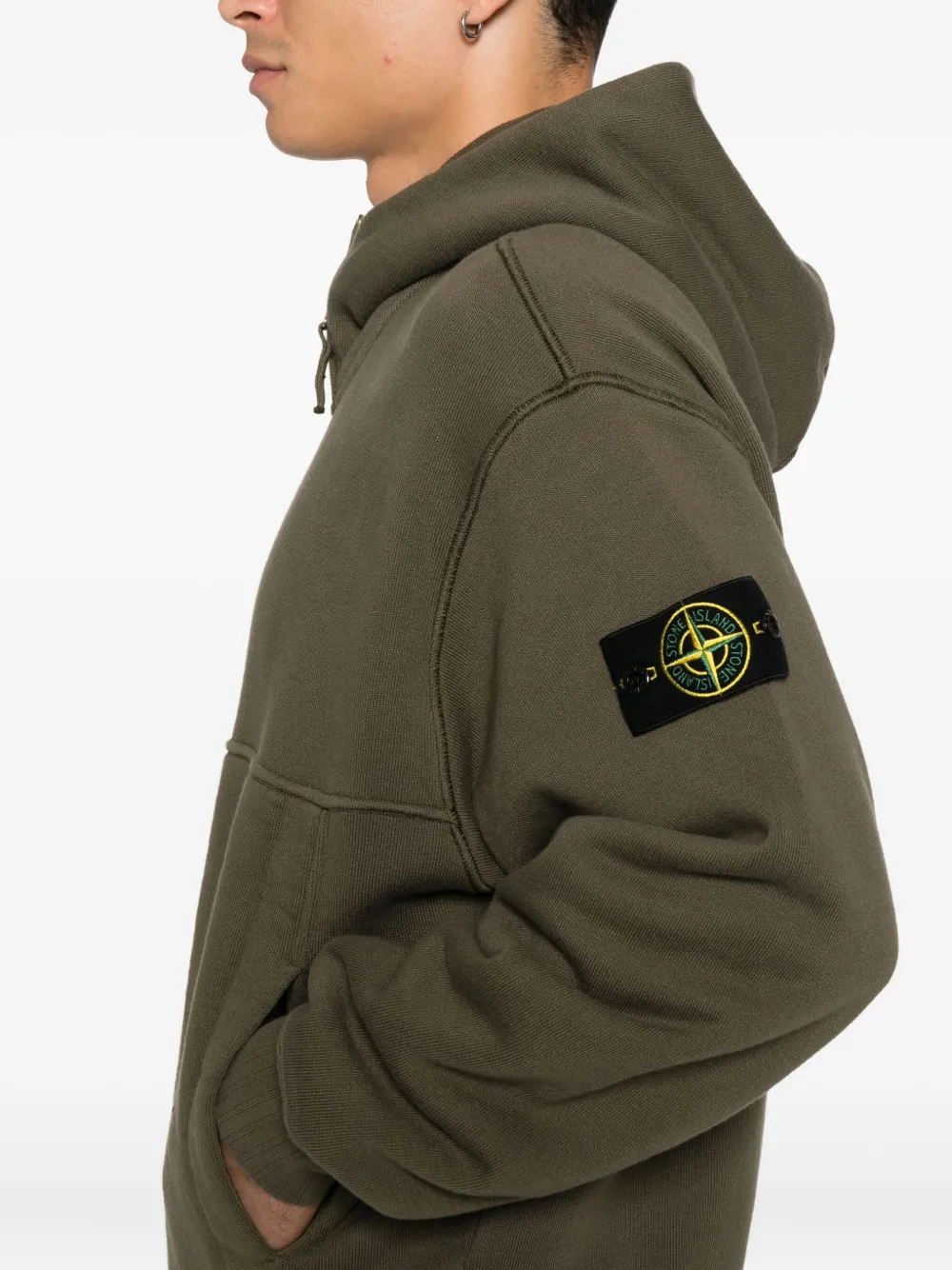 Stone Island Sweater met rits en capuchon Groen