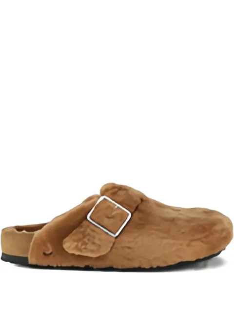Birkenstock shearling buckle-detail mules