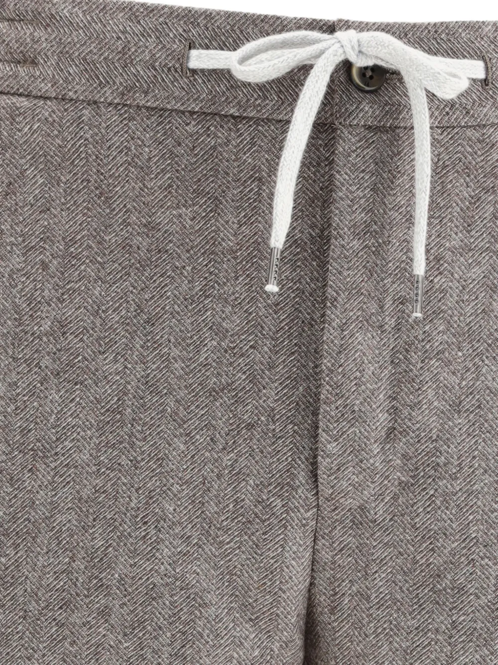 PT Torino Broek met visgraatpatroon en trekkoord Grijs