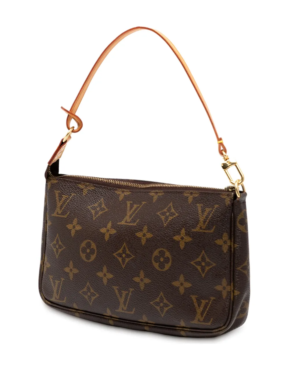 Pre-owned Louis Vuitton 2003 Monogram Pochette Accessoires Shoulder Bag In Brown