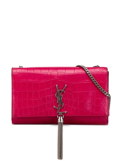 Saint Laurent Pre-Owned 2015 Medium Croc Embossed Leather Kate Tassel crossbody bag