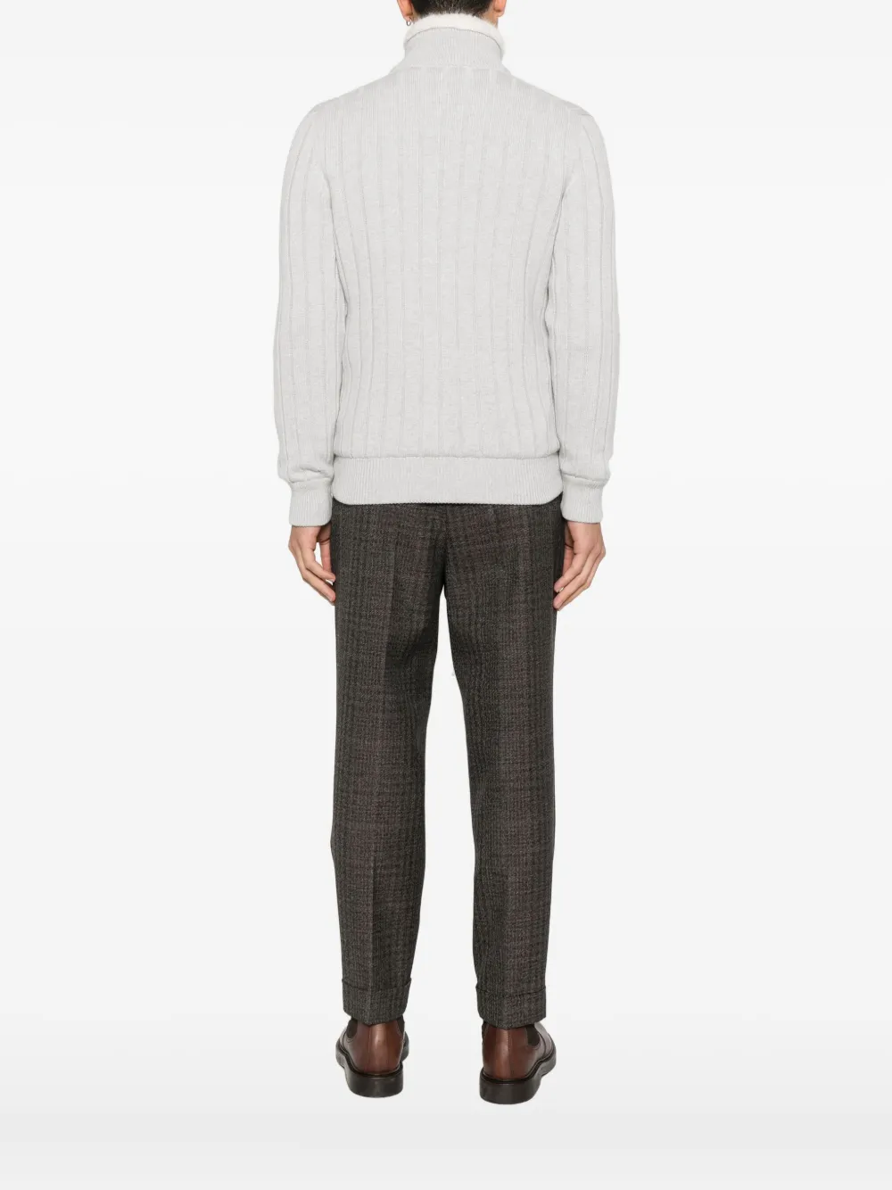 Fileria Ribbed Zip Cardigan In Gray