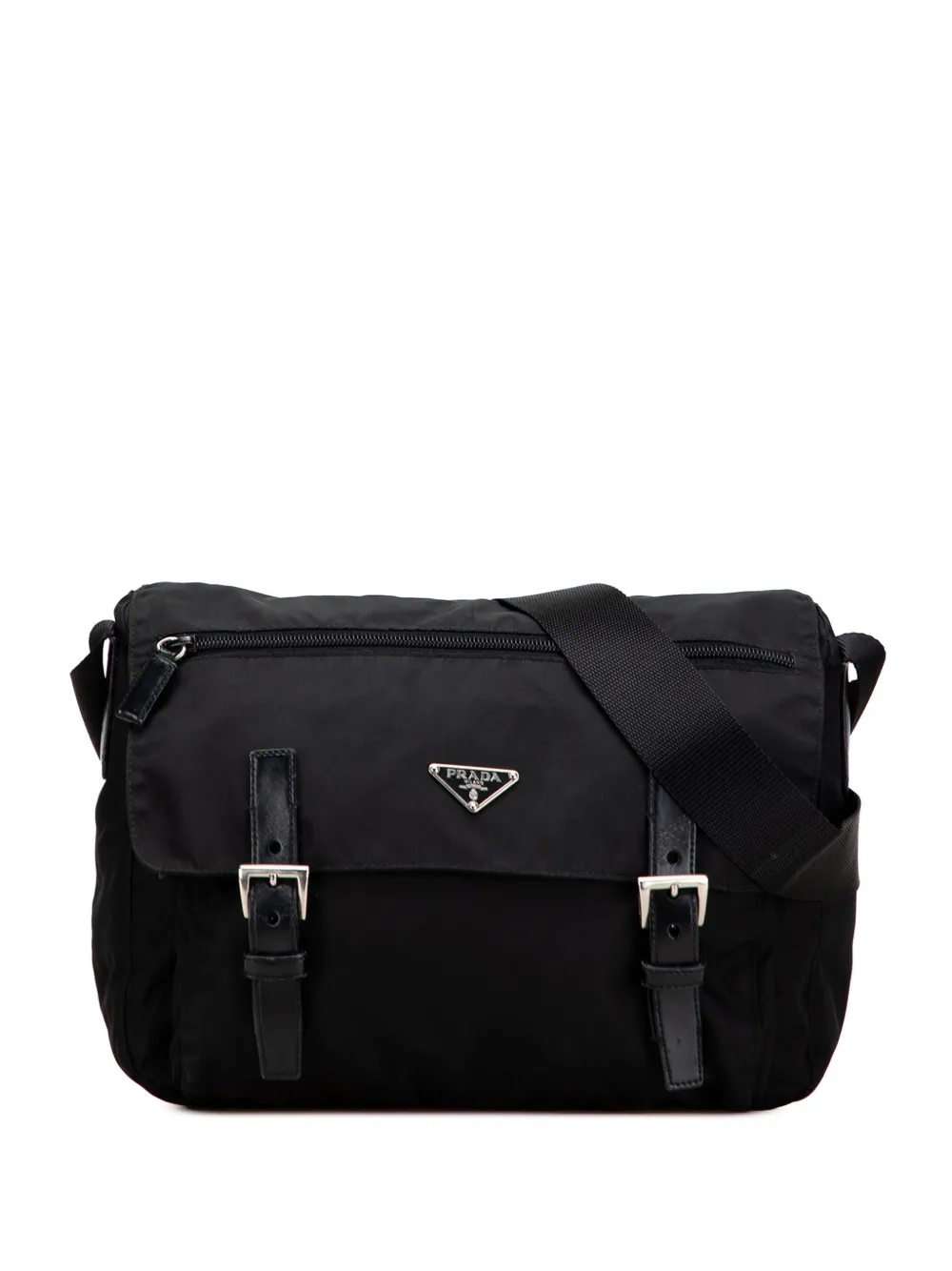 Prada Pre-Owned Borsa a tracolla in tessuto con fibbie e zip 2013-2025 | nero | Image 1