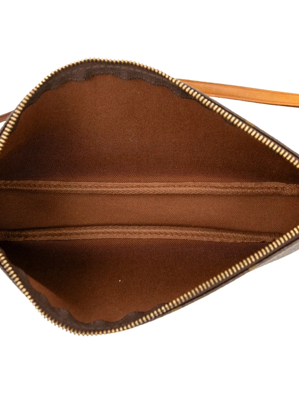Pre-owned Louis Vuitton 2001 Monogram Pochette Accessoires Shoulder Bag In Brown