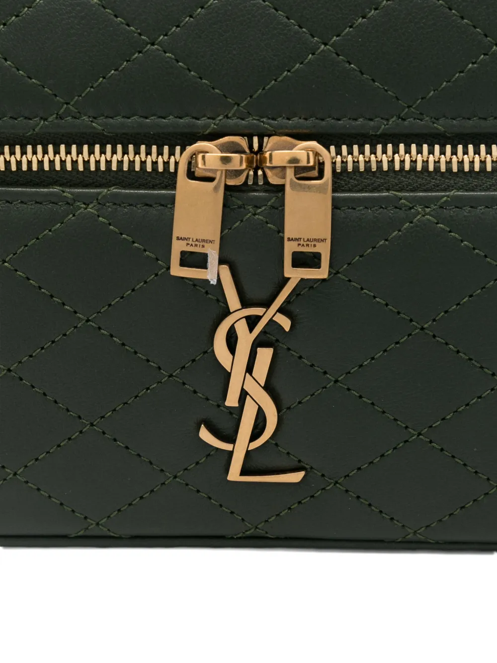 Saint Laurent Gaby Quilted Logo Mini Bag In Green