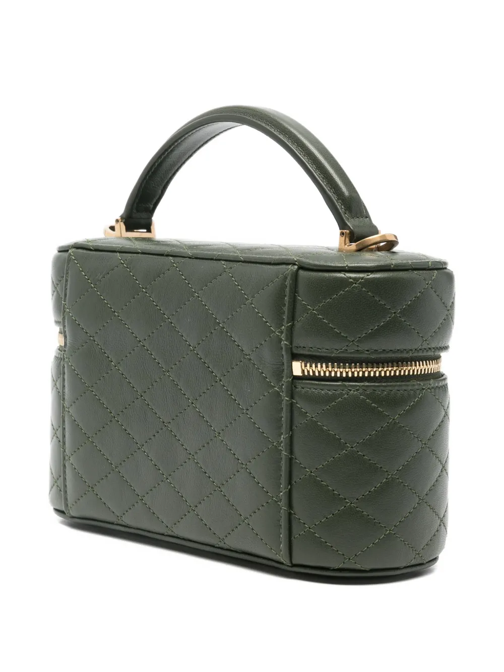 Saint Laurent Gaby Quilted Logo Mini Bag In Green