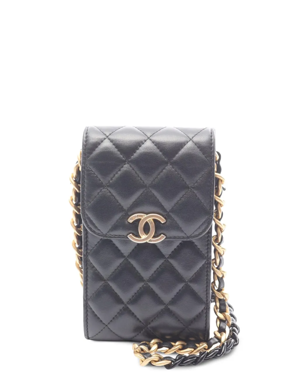 CHANEL Pre-Owned 2021 マトラッセ ココマーク ラムスキン ラッカードチェーン フォンホルダー ショルダーバッグ -