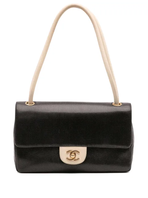 CHANEL Pre-Owned bolsa de hombro Single Flap mediana de piel de becerro con logo CC persorado  2000-2002