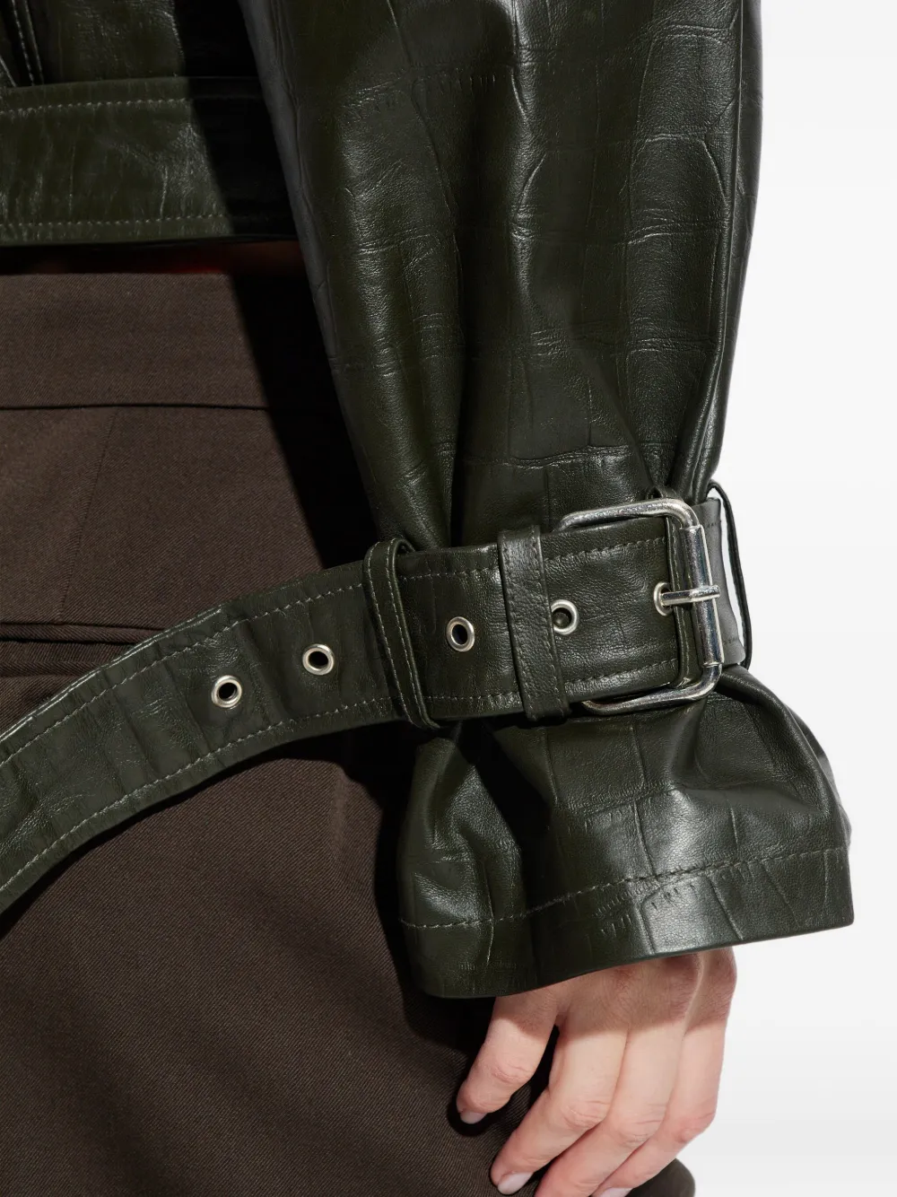 Gestuz Buckle-detail Leather Jacket In Green