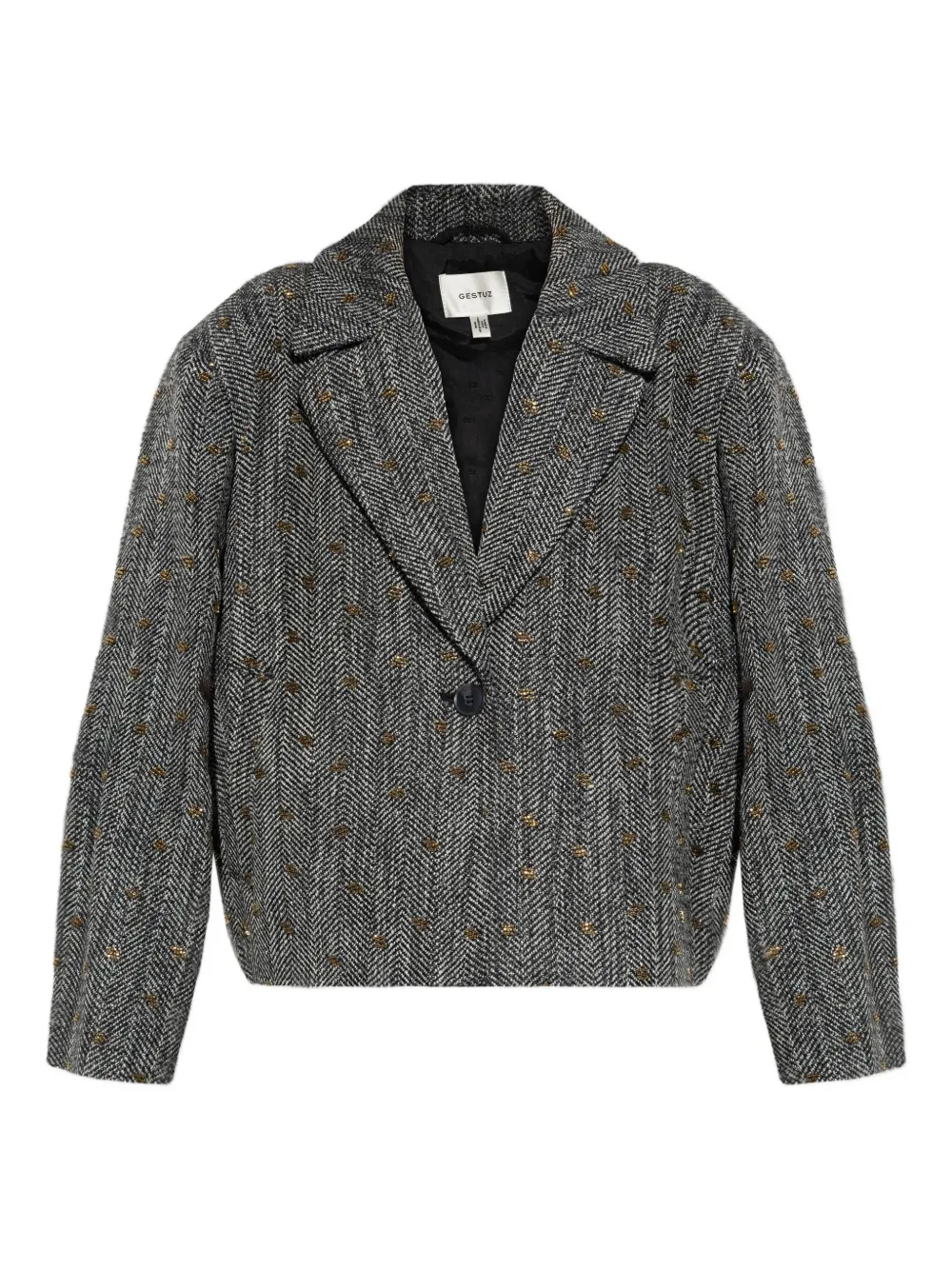 Gestuz herringbone-pattern blazer | Black | Image 1