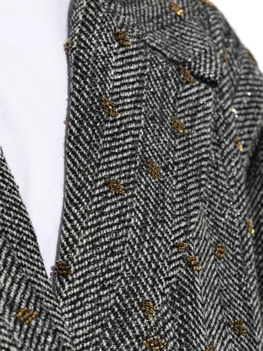 Gestuz Herringbone-pattern Blazer In Gray
