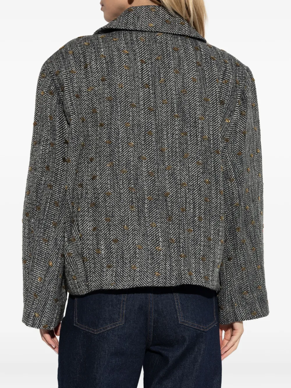 Gestuz Herringbone-pattern Blazer In Gray