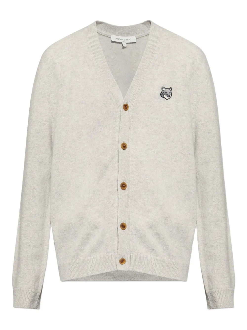 Maison Kitsuné logo-patch cardigan - グレー Maison Kitsuné logo-patch cardigan - グレー