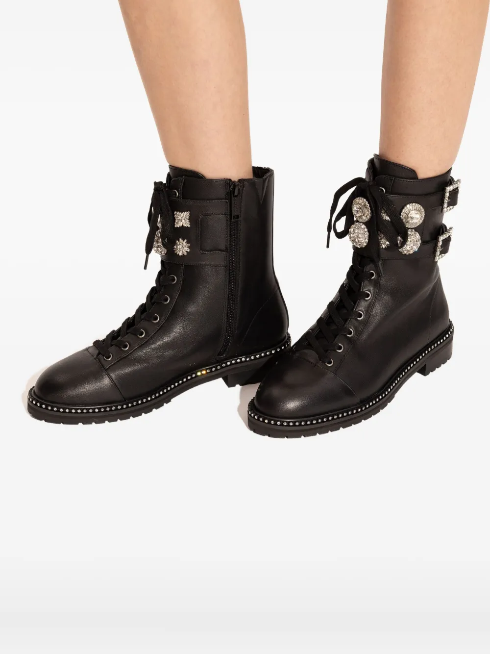 Kurt Geiger London Stoop buckle-embellished combat boot Zwart