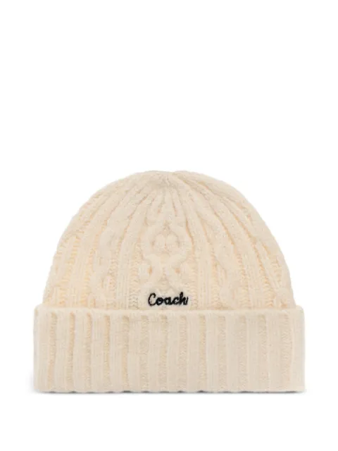 Coach cable-knit logo-embroidered beanie hat