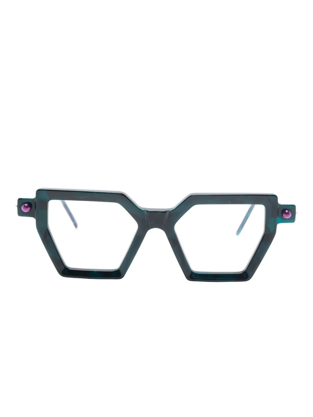 Kuboraum P26 geometric-frame glasses | Green | Image 1