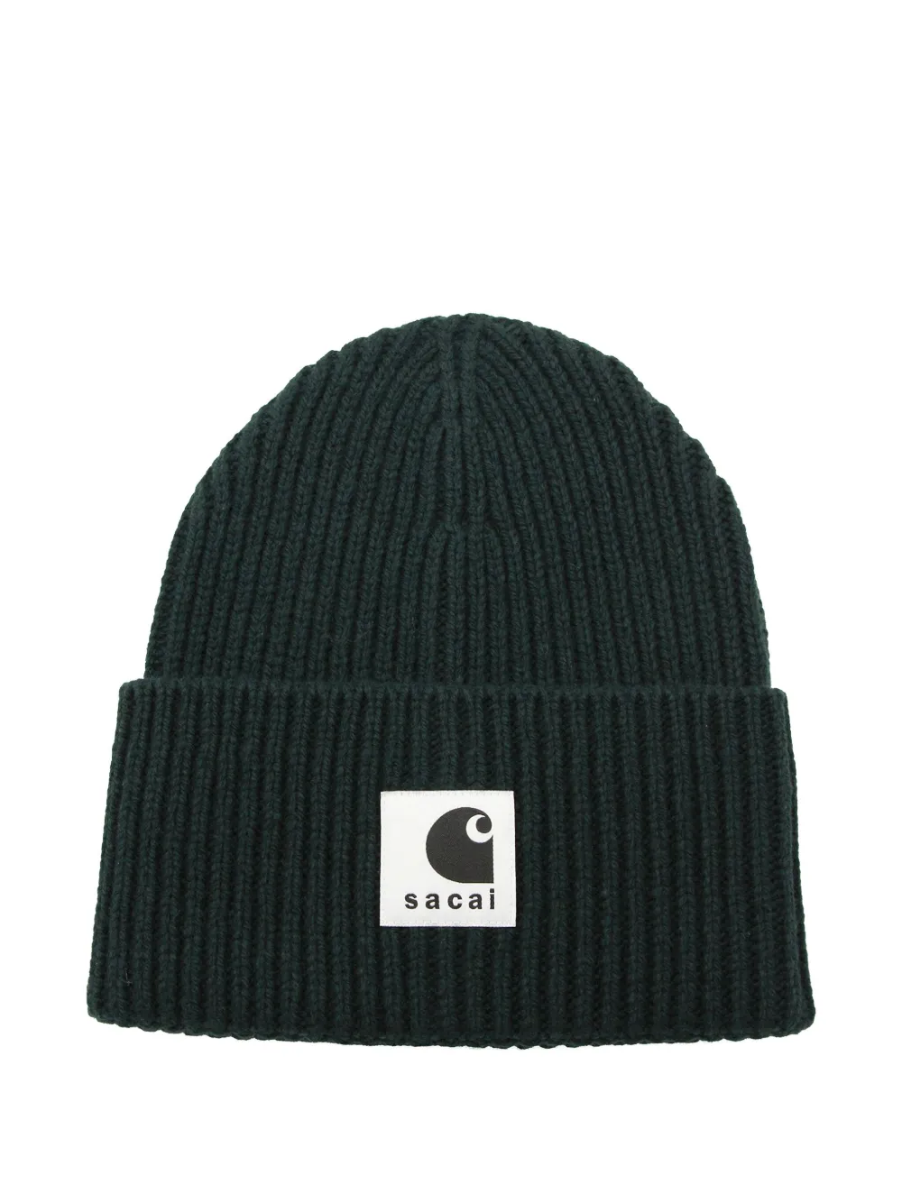 Carhartt WIP x Sacai ribbed logo-patch beanie - Verde