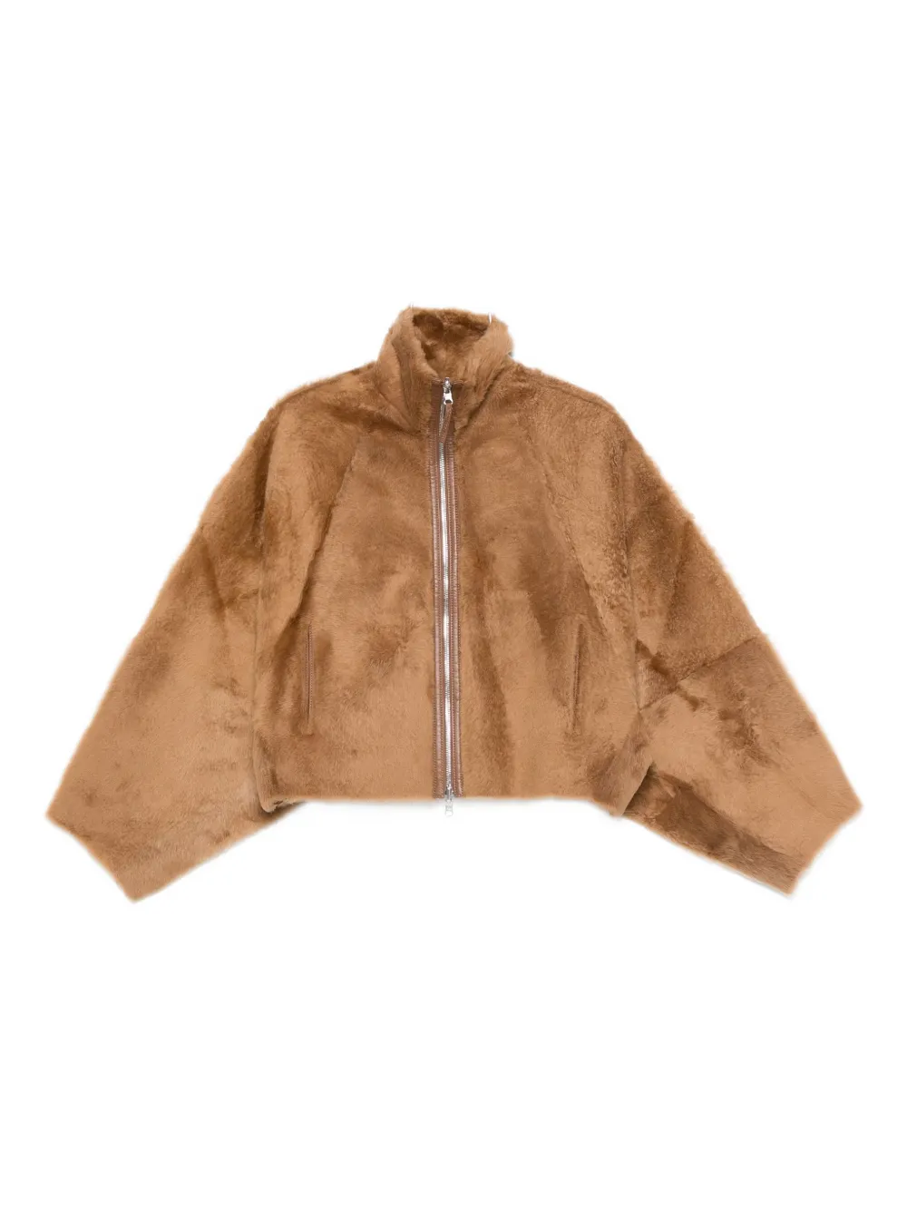 Utzon Zip-up Shearling Jacket In Brown