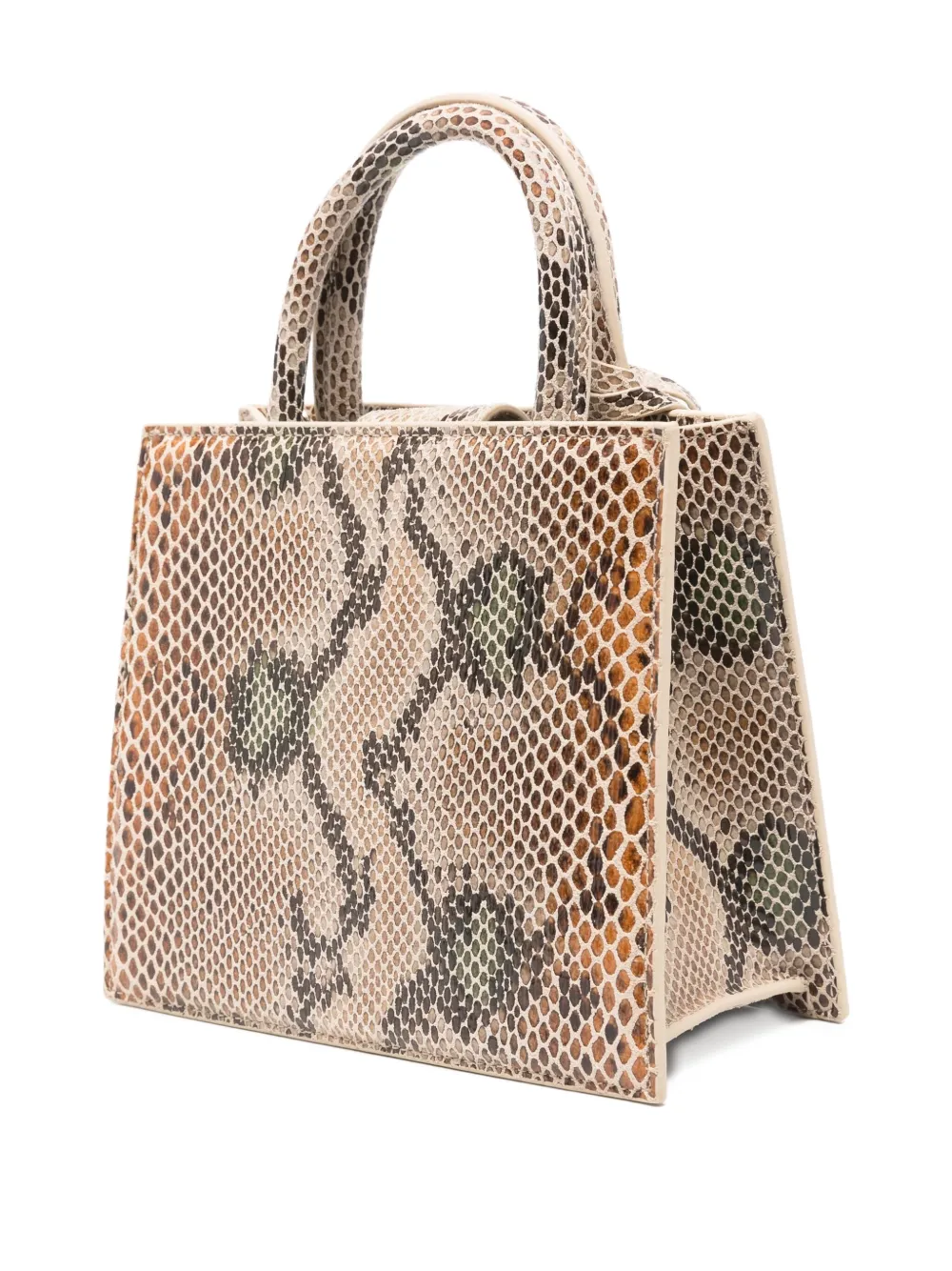 MC2 Saint Barth Shopper met slangen-effect en handvat Beige