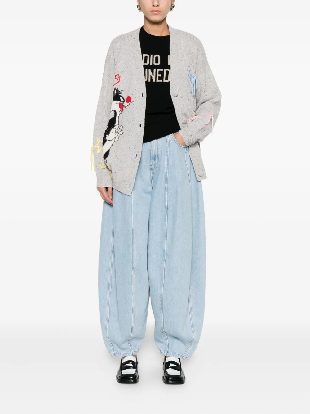 Mc2 Saint Barth Cartoon Donegal Cardigan In Gray