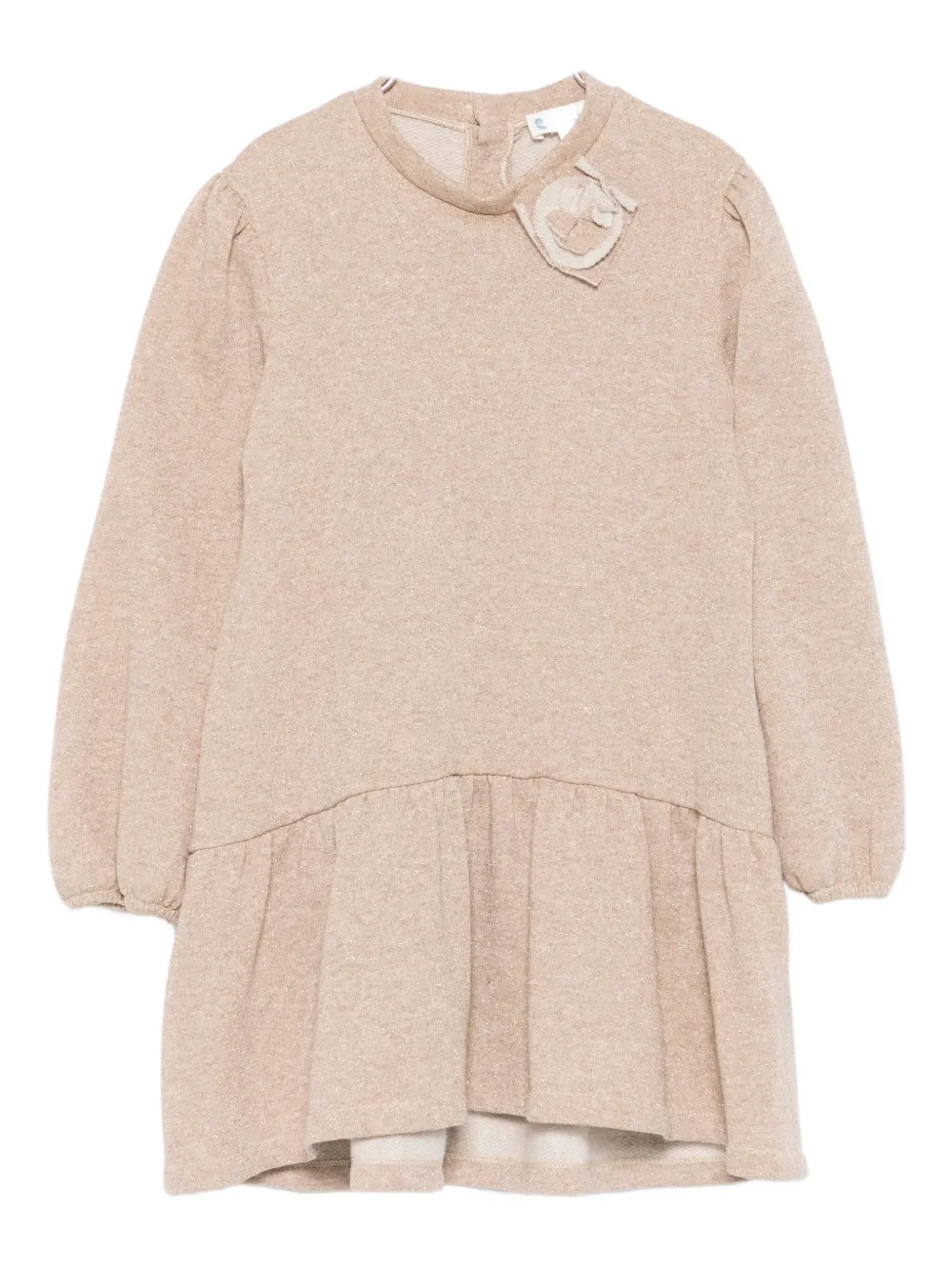 Lalalù Ruffled Appliqué Dress In Brown