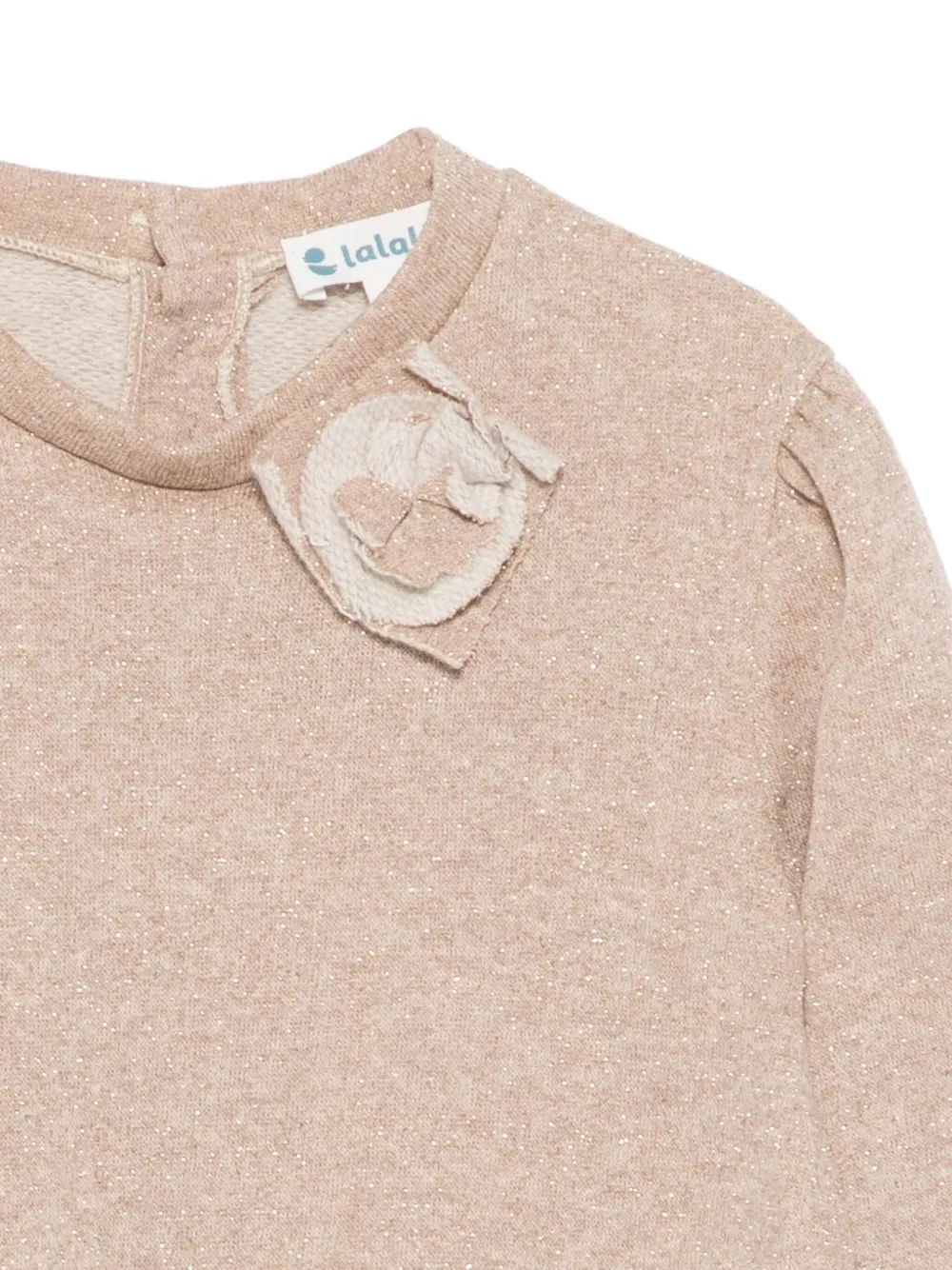 LALALU Jurk met ruches en applicatie Bruin