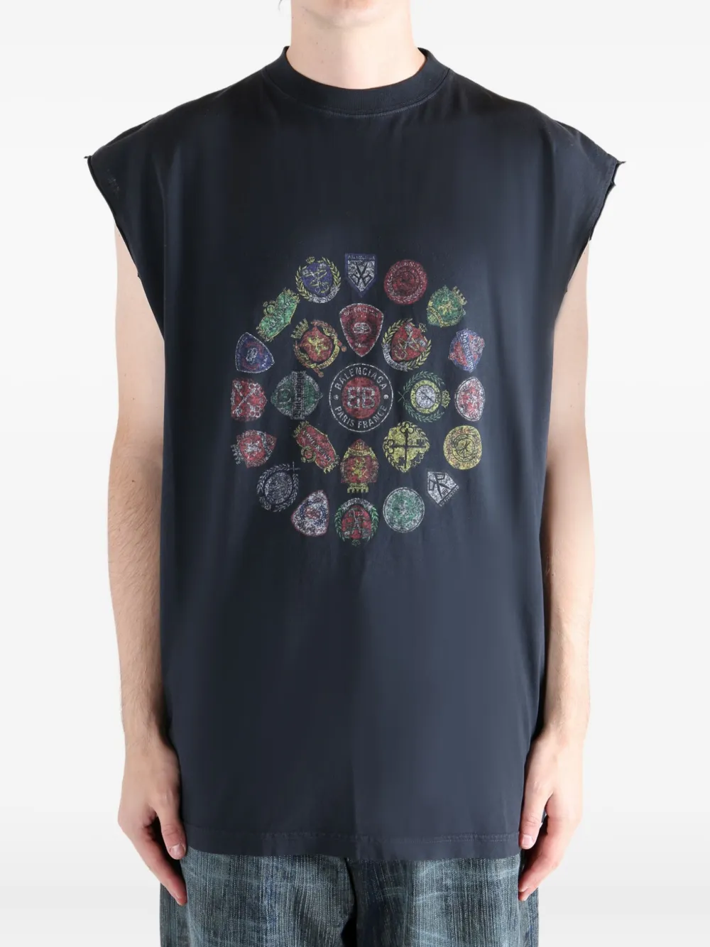 Balenciaga graphic sleeveless T-shirt - Zwart