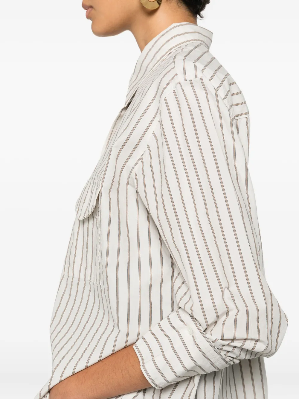 Citizen Of Humanity Shay Striped Pocket Shirt In Neutral