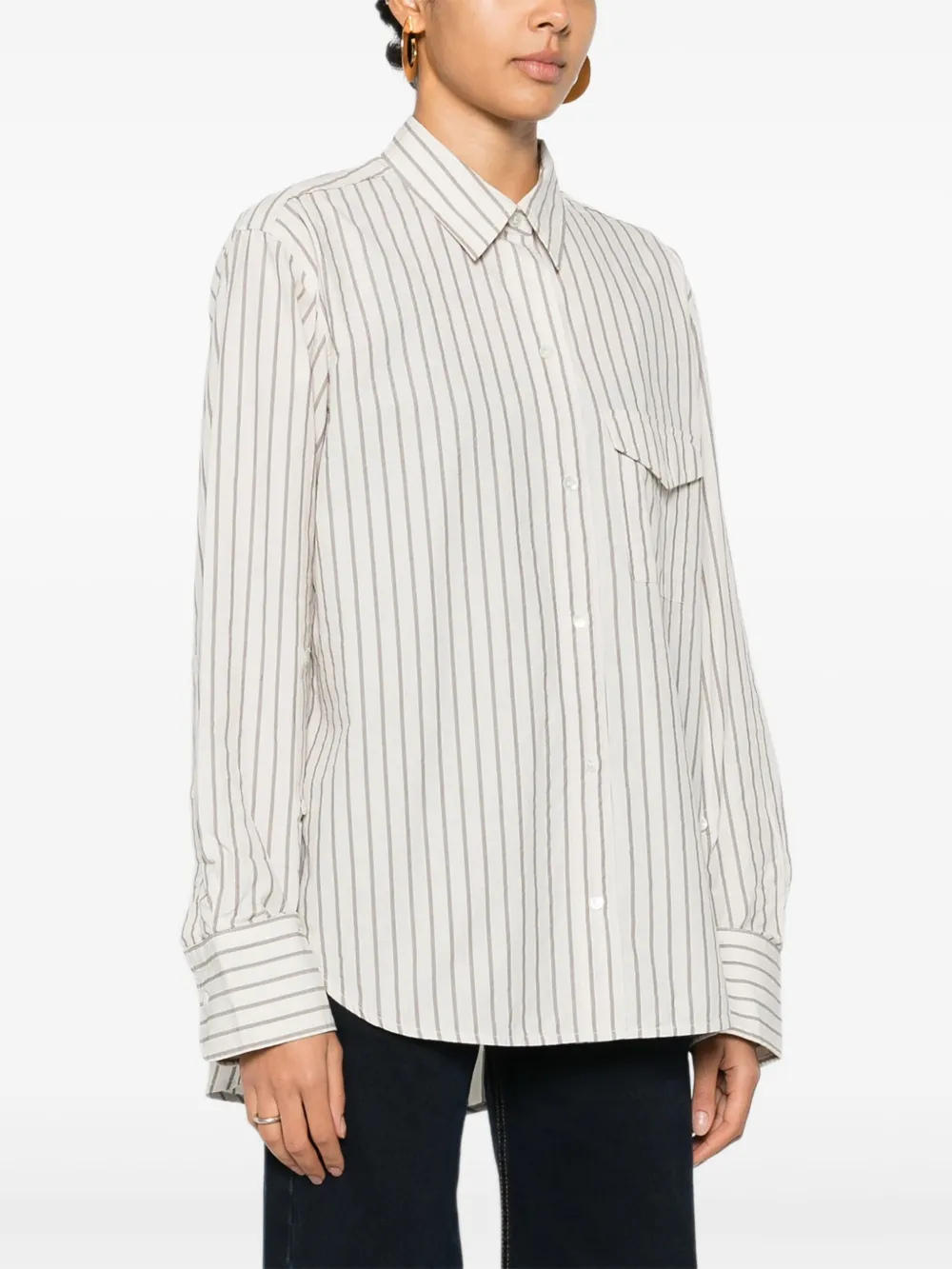 Citizen Of Humanity Shay Striped Pocket Shirt In Neutral