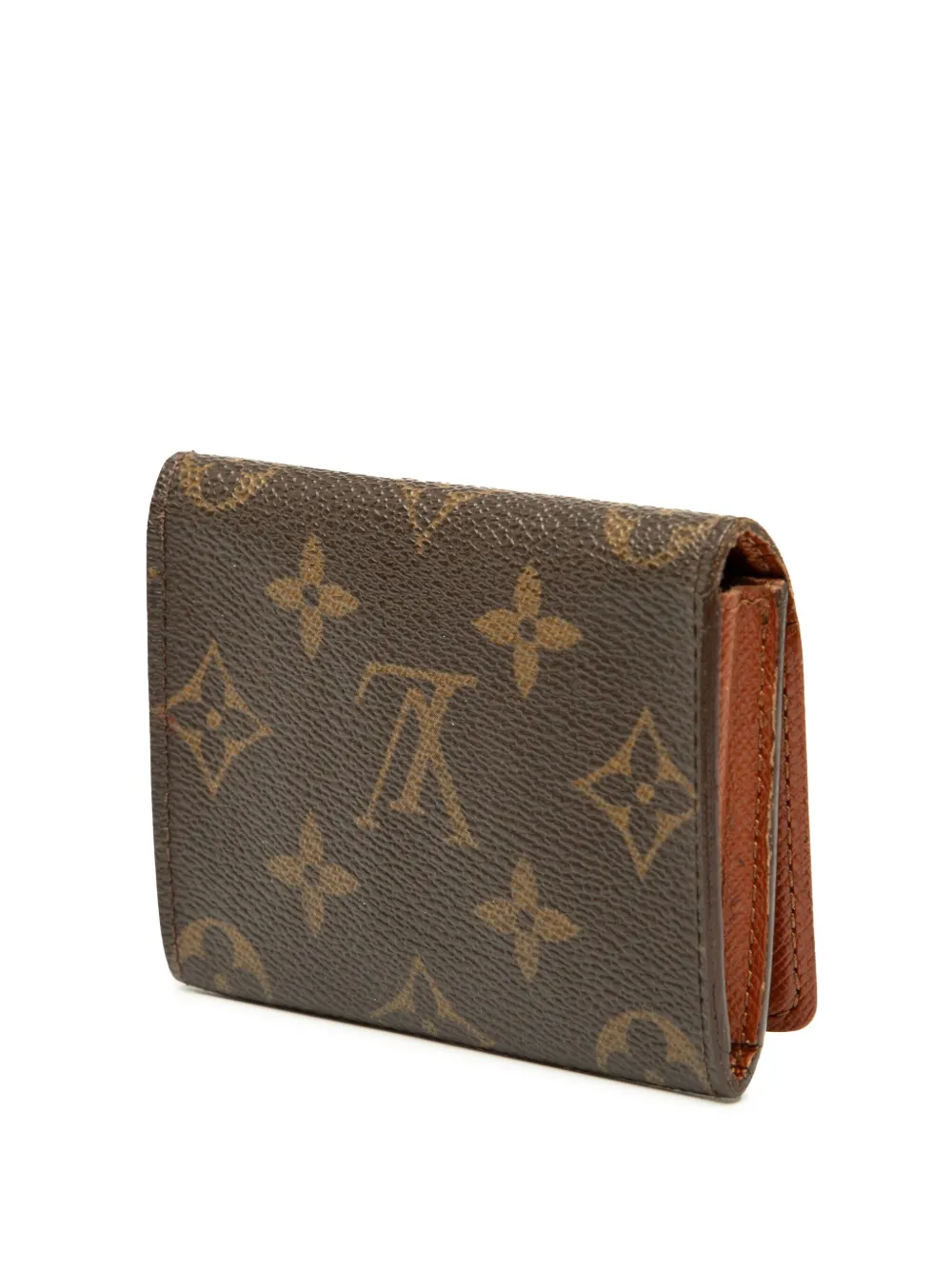 Pre-owned Louis Vuitton 1998 Monogram Enveloppe Carte De Visite Card Holder In Brown