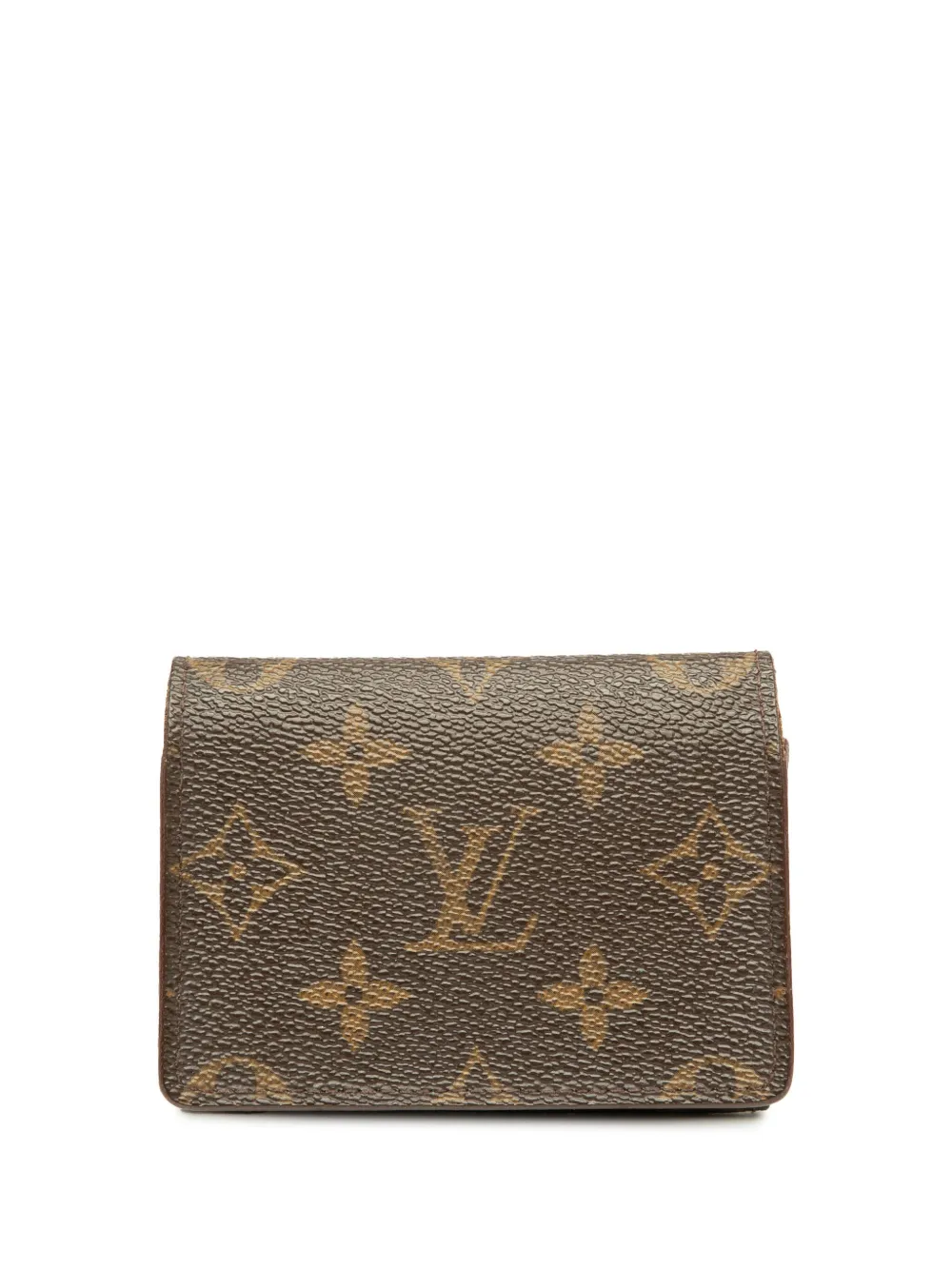 Pre-owned Louis Vuitton 1998 Monogram Enveloppe Carte De Visite Card Holder In Brown