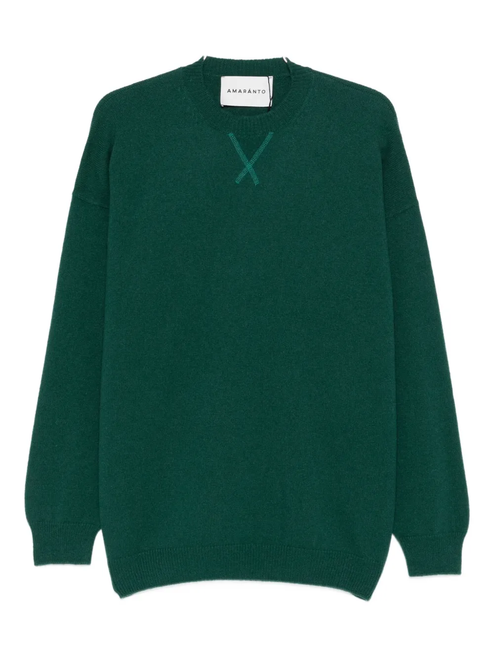 AMARANTO cross-stitch crew-neck sweater - Verde