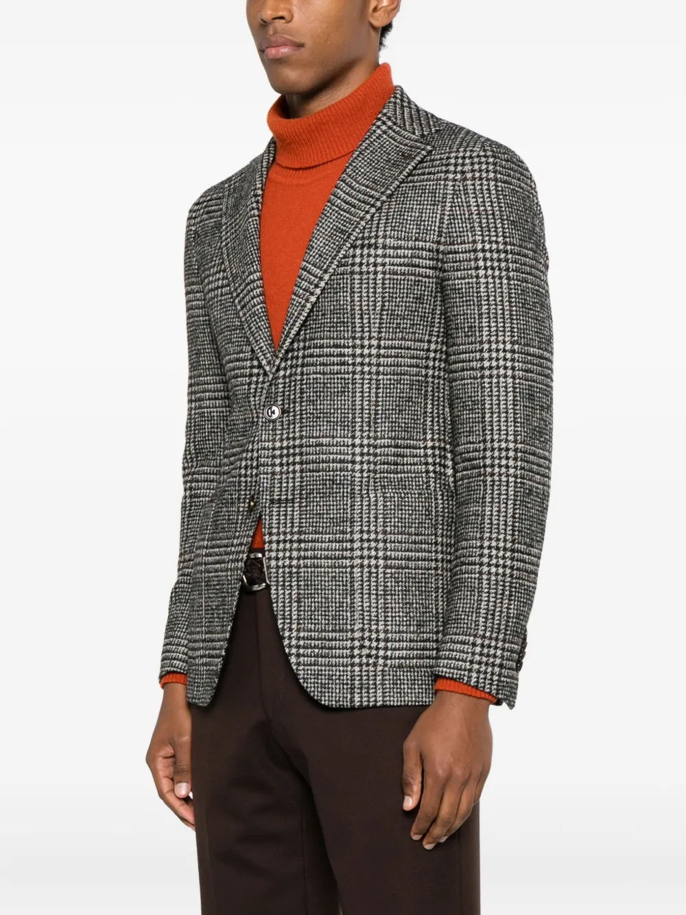 Tagliatore Geruit jack met knoop Grijs