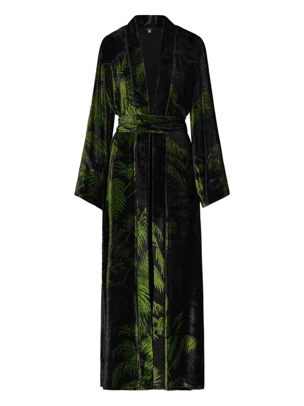 Johanna Ortiz Alma Majestuosa Palm Tree Velvet Coat In Green