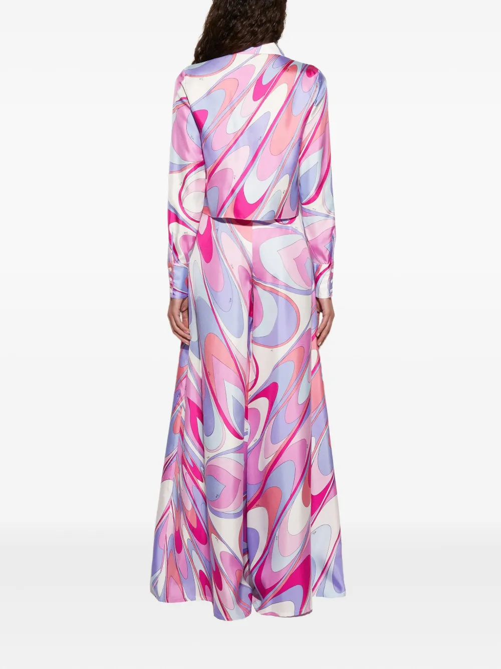 Pucci Onde-print Silk Shirt In Pink