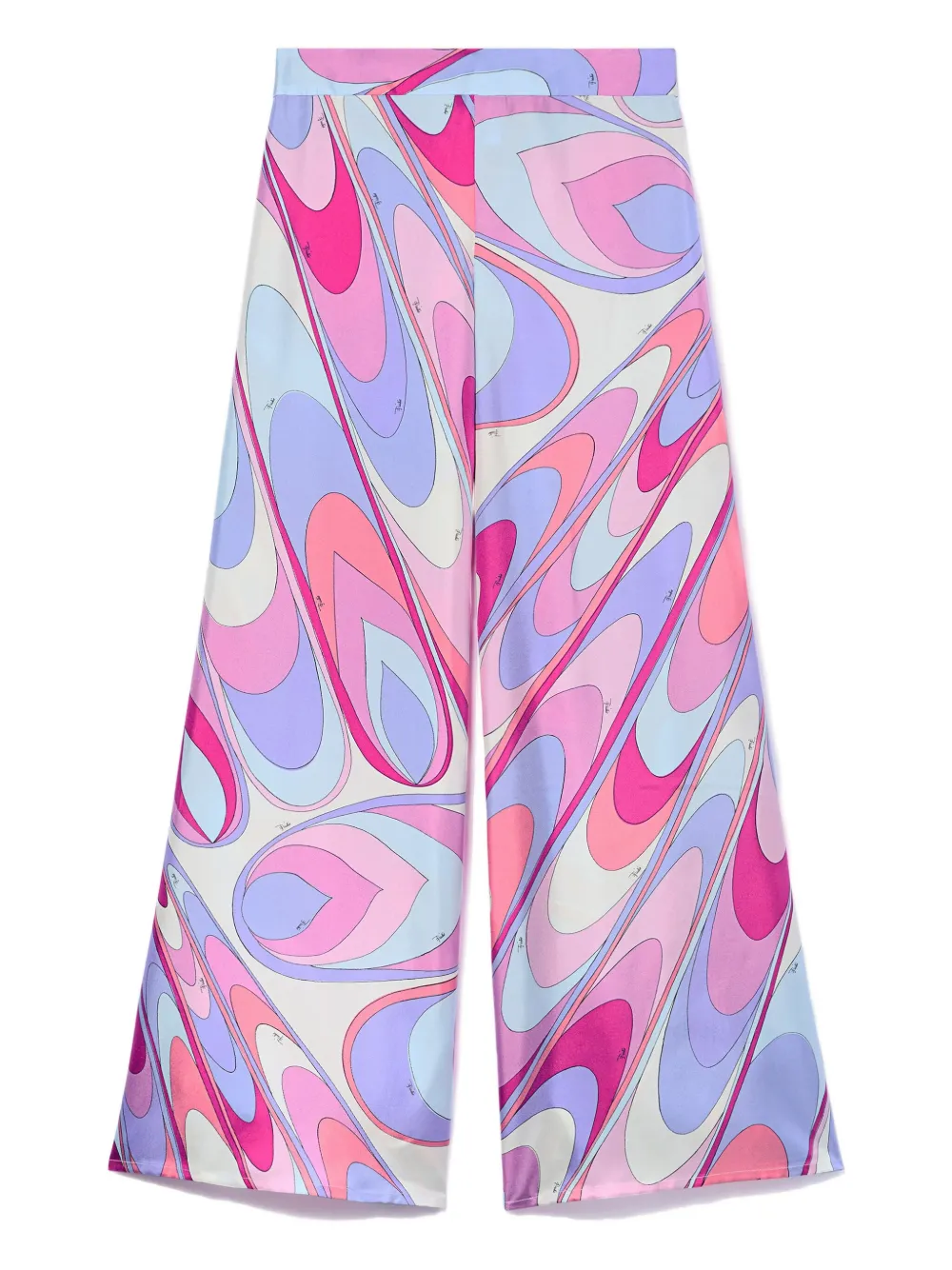 Pucci Onde-print Silk-twill Trousers In White