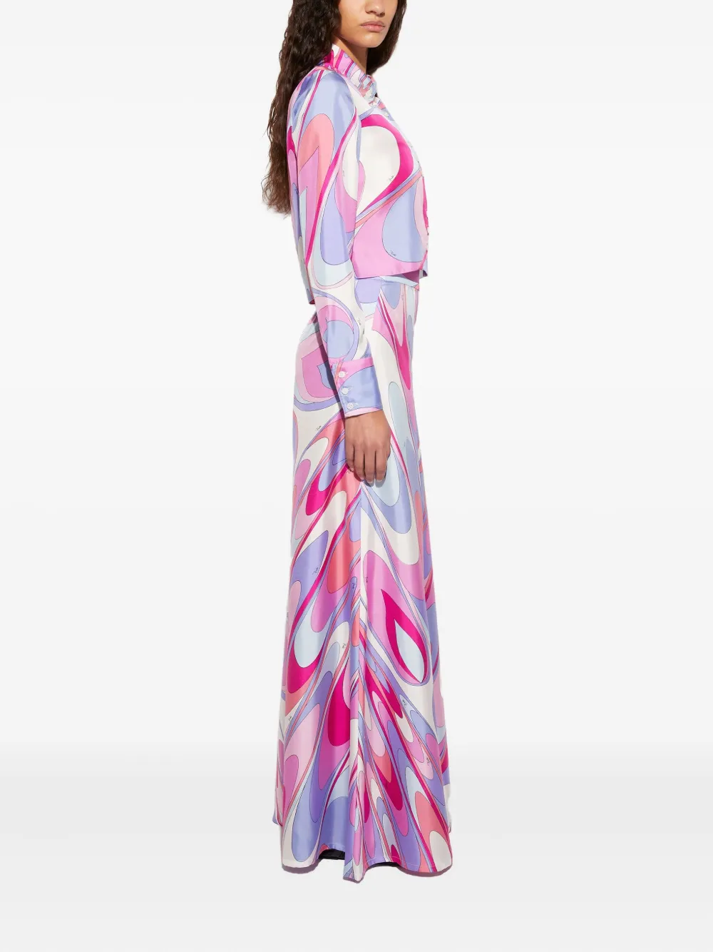 Pucci Onde-print Silk-twill Trousers In White